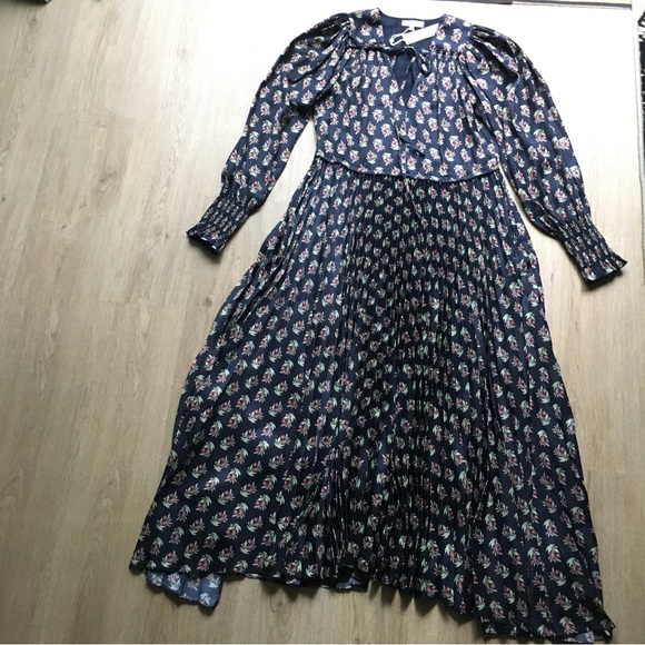 NWT Rebecca Taylor Zia Fleur Pleated Maxi Dress - Picture 7 of 16